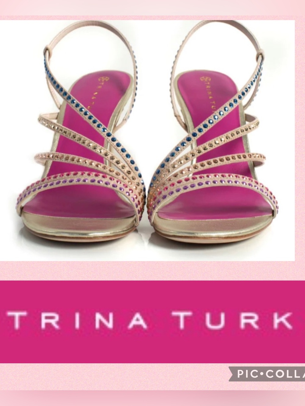 Trina Turk Jazzy Night heels Size 7.5 with colorful rhinestones Like new!